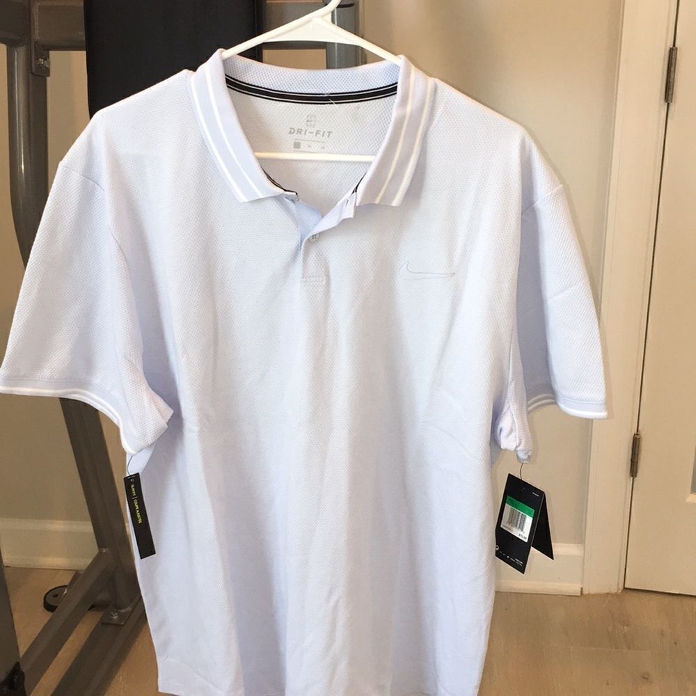 Nike Court New vintage style DriFit Pale Grey Purple Tennis Polo shirt XL/L slim